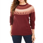 Suéter feminino Fair Isle com gola redonda, tamanho PP, vermelho, estilo &amp; co