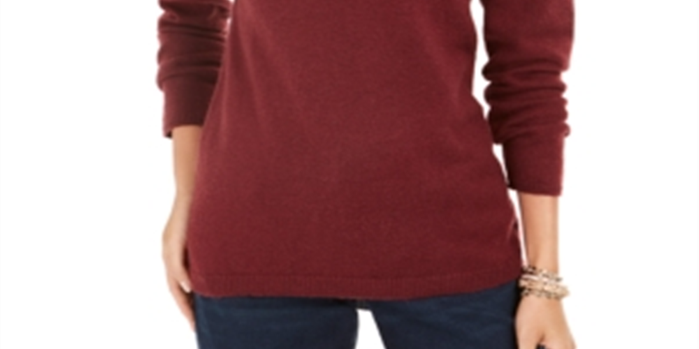Suéter feminino Fair Isle com gola redonda, tamanho PP, vermelho, estilo &amp; co