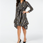 Thalia Sodi Vestido-camisa feminino estampado com bainha de lenço, preto, tamanho G