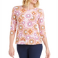 Blusa feminina estampada com manga 3/4 em jacquard, rosa, tamanho 2XL, da coleção JM