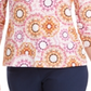 Blusa feminina estampada com manga 3/4 em jacquard, rosa, tamanho 2XL, da coleção JM