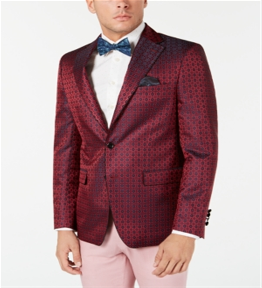 Tallia Slim Fit Medallion Dinner Jacket Masculino Vermelho Tamanho 46