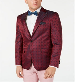 Tallia Slim Fit Medallion Dinner Jacket Masculino Vermelho Tamanho 46