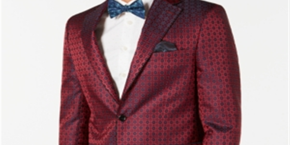 Tallia Slim Fit Medallion Dinner Jacket Masculino Vermelho Tamanho 46