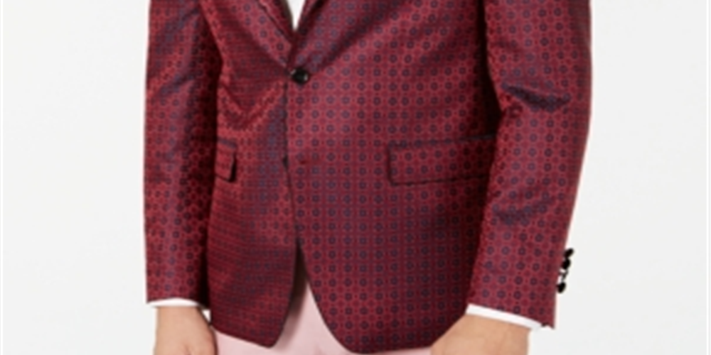 Tallia Slim Fit Medallion Dinner Jacket Masculino Vermelho Tamanho 46