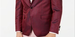 Tallia Slim Fit Medallion Dinner Jacket Masculino Vermelho Tamanho 46