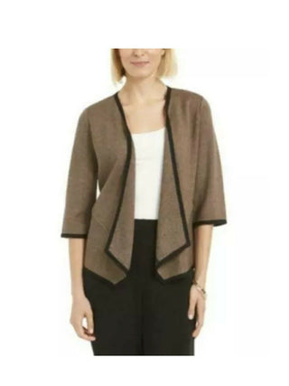 Cardigan feminino Alfani com frente drapeada marrom, tamanho pequeno P