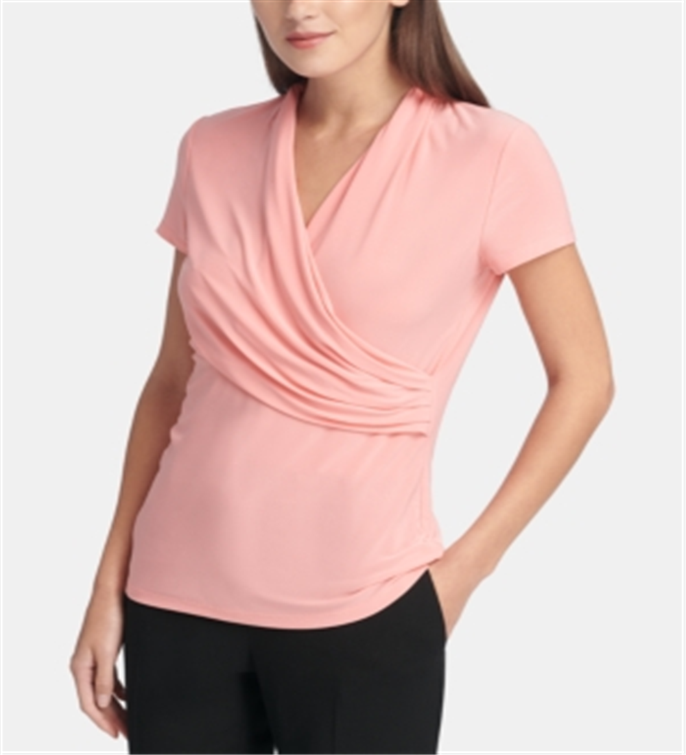 Blusa franzida feminina DKNY laranja tamanho grande