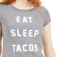 Camiseta estampada Love Tribe Junior's Eat Sleep Tacos, cinza, tamanho G
