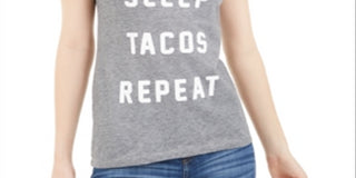 Camiseta estampada Love Tribe Junior's Eat Sleep Tacos, cinza, tamanho G