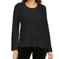 Suéter feminino texturizado com gola redonda e manga comprida, tamanho pequeno e grande, preto, estilo &amp; co
