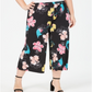 Calça Gaucho Plus Size Estampada Feminina NY Collection Preta Tamanho GG