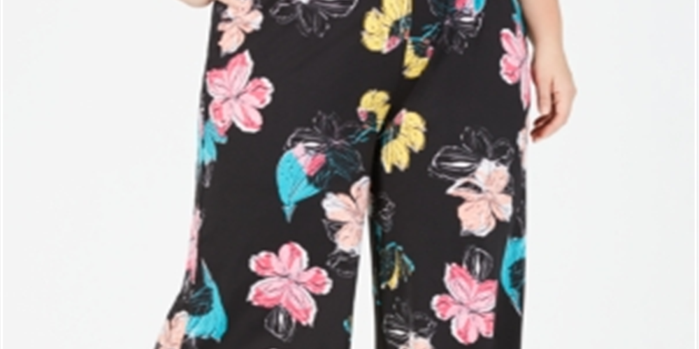 Calça Gaucho Plus Size Estampada Feminina NY Collection Preta Tamanho GG