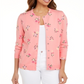 Karen Scott Cardigan Feminino Estampado Floral Rosa Tamanho Grande