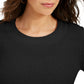 Camiseta feminina de malha texturizada com estampa de manga comprida e decote redondo, preta, tamanho pequeno, estilo &amp; co