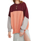 Camiseta feminina Free People com manga comprida e gola redonda, tamanho P, laranja