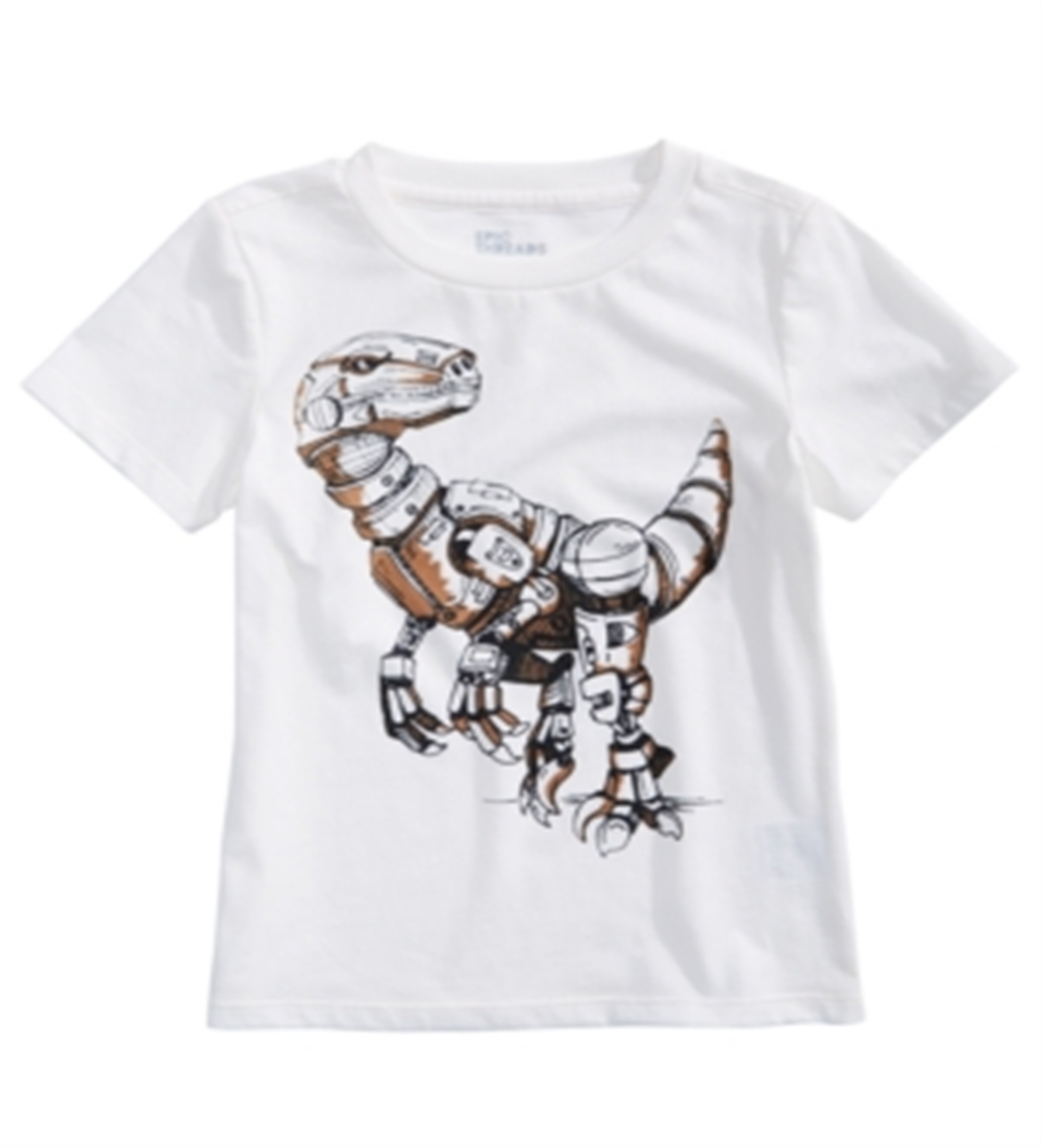 Camiseta infantil masculina Epic Threads Robot Dino - Branca, tamanho 2