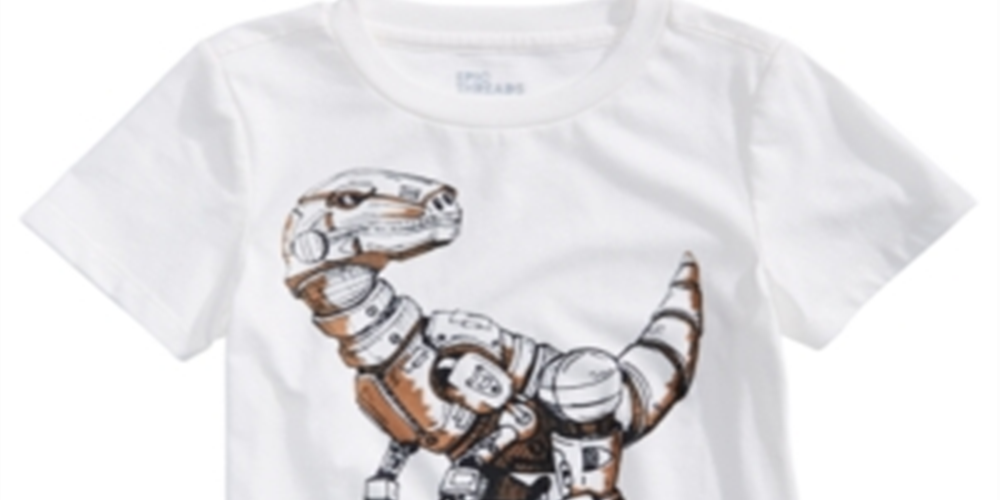 Camiseta infantil masculina Epic Threads Robot Dino - Branca, tamanho 2