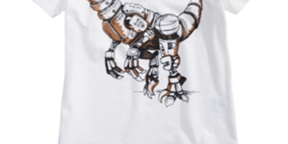 Camiseta infantil masculina Epic Threads Robot Dino - Branca, tamanho 2