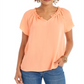 Blusa feminina com babados e mangas bufantes, estilo &amp; co, laranja, tamanho pequeno P