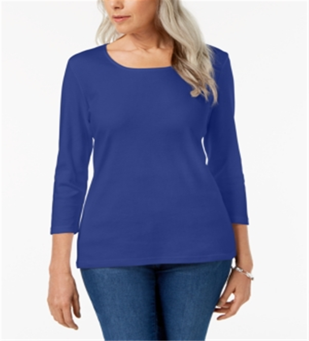 Karen Scott Blusa Feminina Gola Redonda Azul Tamanho Grande