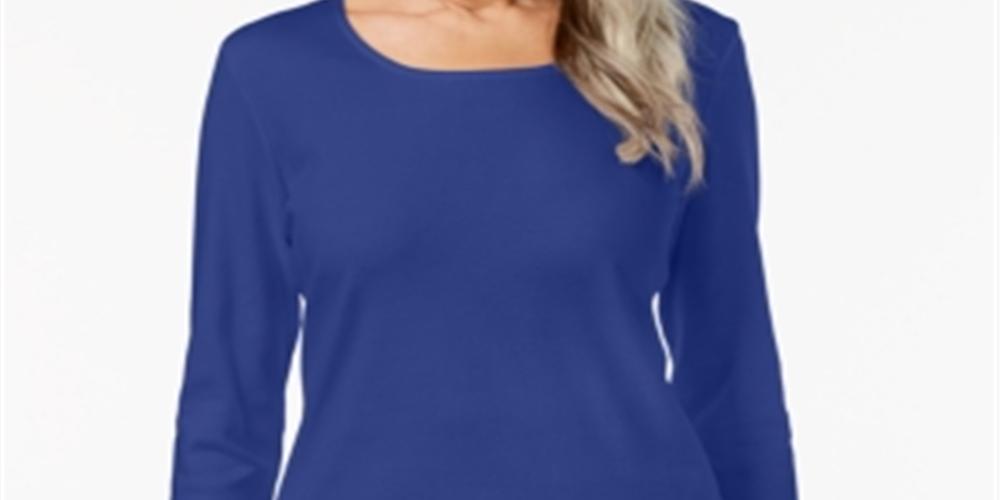 Karen Scott Blusa Feminina Gola Redonda Azul Tamanho Grande
