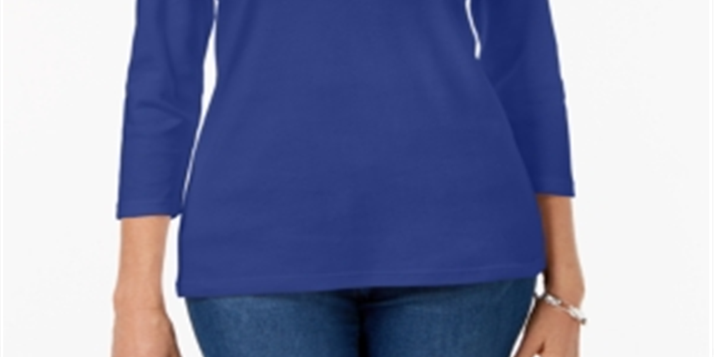 Karen Scott Blusa Feminina Gola Redonda Azul Tamanho Grande