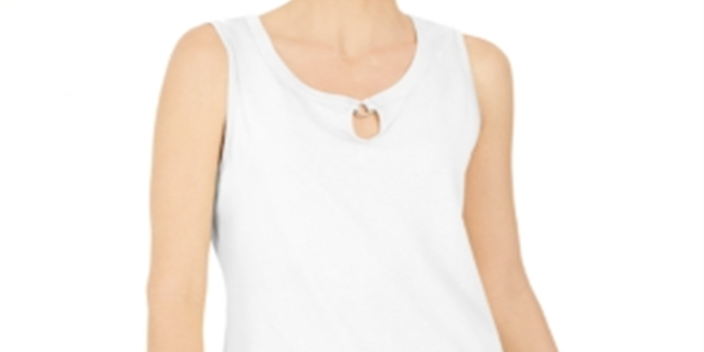 Regata feminina Karen Scott Keyhole Hardware branca tamanho M