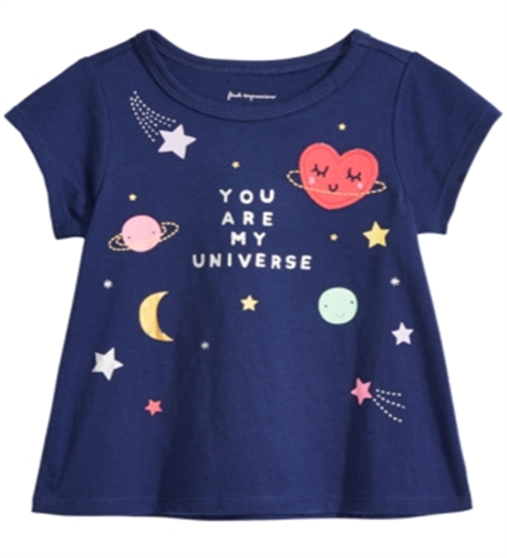 Camiseta de algodão estampada First Impressions Baby Girl's Universe, tamanho azul-marinho -6-9 M