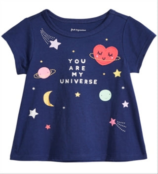 Camiseta de algodão estampada First Impressions Baby Girl's Universe, tamanho azul-marinho -6-9 M