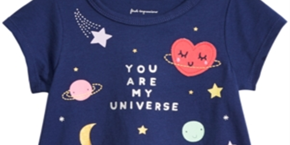 Camiseta de algodão estampada First Impressions Baby Girl's Universe, tamanho azul-marinho -6-9 M