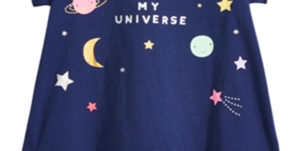 Camiseta de algodão estampada First Impressions Baby Girl's Universe, tamanho azul-marinho -6-9 M