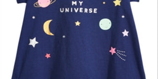 Camiseta de algodão estampada First Impressions Baby Girl's Universe, tamanho azul-marinho -6-9 M