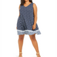 Vestido feminino plus size estampado com costas cruzadas e comprimento midi, azul, tamanho GG