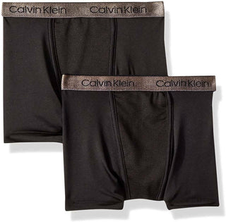 Cuecas Boxer Calvin Klein Little &amp; Big Boy's, pacote com 2, pretas, tamanho P