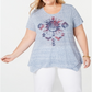 Camiseta feminina estilo &amp; co plus size com bainha em lenço, roxa, tamanho 3X