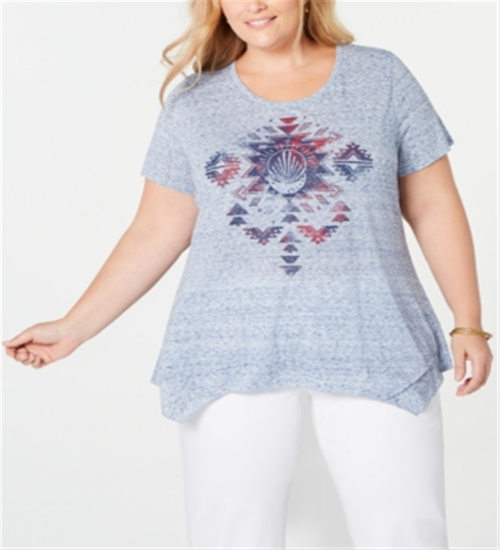 Camiseta feminina estilo &amp; co plus size com bainha em lenço, roxa, tamanho 3X