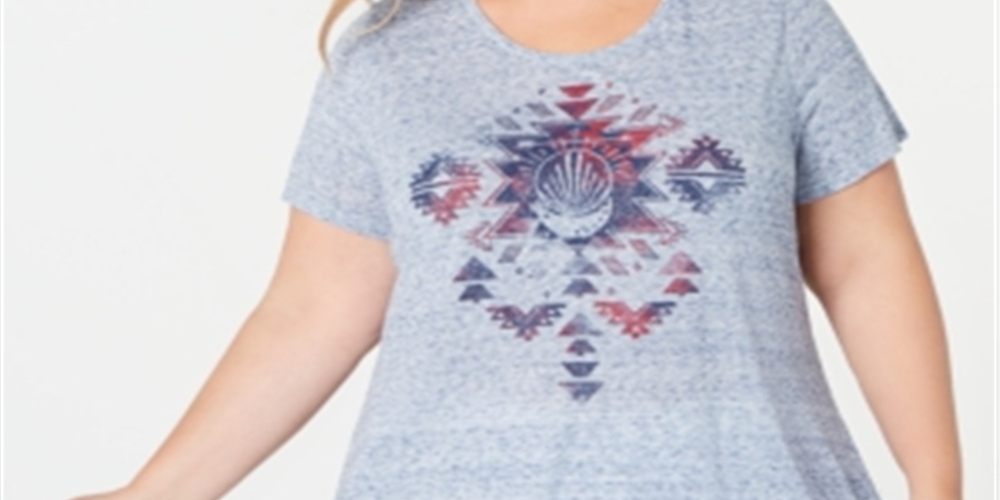 Camiseta feminina estilo &amp; co plus size com bainha em lenço, roxa, tamanho 3X