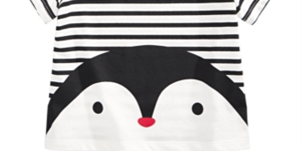 Camiseta listrada de algodão para bebê First Impressions, tamanho 18 meses, branca, com estampa de pinguim