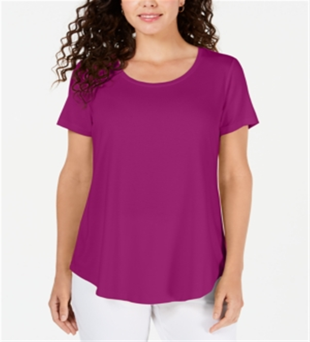 Blusa feminina com decote redondo da coleção JM - Roxo, tamanho G