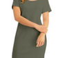 Vestido de algodão feminino Karen Scott com botões e ombros de fora, verde, tamanho -2XL