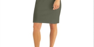 Vestido de algodão feminino Karen Scott com botões e ombros de fora, verde, tamanho -2XL