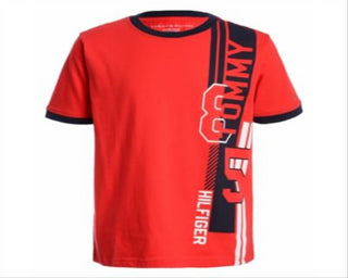 Camiseta Tommy Hilfiger Little Boy's Side Logo Ringer Vermelha Tamanho 6