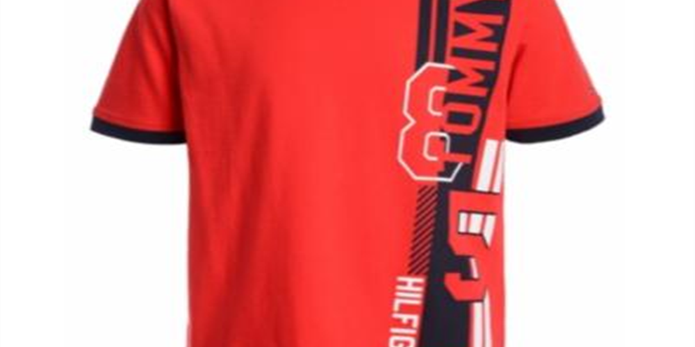 Camiseta Tommy Hilfiger Little Boy's Side Logo Ringer Vermelha Tamanho 6