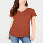 Camiseta feminina estilo &amp; co com decote em V e estampa Burnout, laranja, tamanho pequeno P