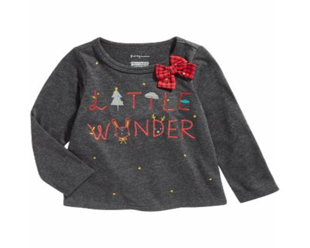 Camiseta infantil First Impressions Little Wonder para meninas, cinza, tamanho 3T