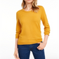 Suéter feminino Maison Jules com gola redonda e manga 3/4, amarelo, tamanho P