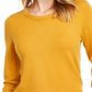Suéter feminino Maison Jules com gola redonda e manga 3/4, amarelo, tamanho P