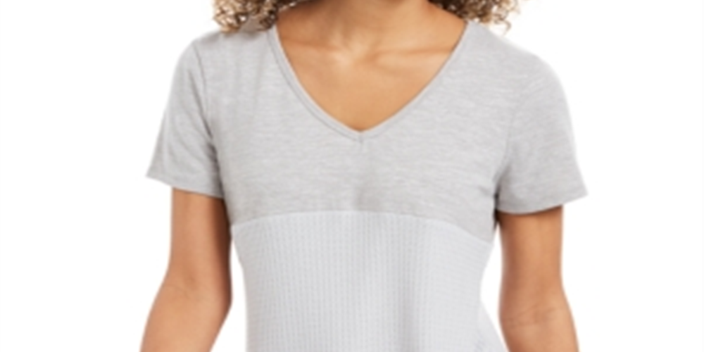 Blusa feminina estilo &amp; co com amarração frontal e técnica mista, cinza, tamanho XS