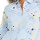 Camisa feminina Charter Club com estampa floral em mistura de linho, azul, tamanho XS